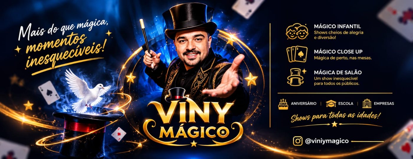 Viny Mágico: mais do que mágica, momentos inesquecíveis. Mágica infantil, close-up e de salão